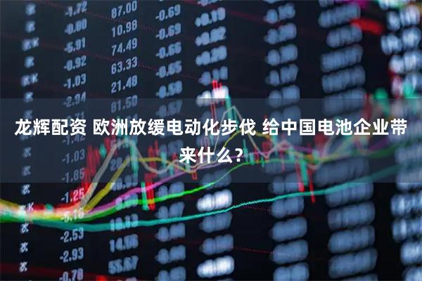 龙辉配资 欧洲放缓电动化步伐 给中国电池企业带来什么？